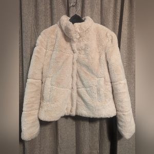 Faux fur beige coat